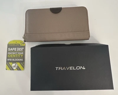 Travelon Safe ID Taupe Zip Around Wallet Wristlet with RFID Blocking NWT - Image 1 of 4