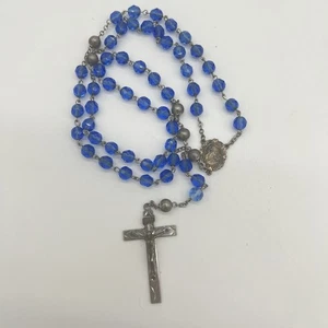 VTG Sterling Silver Faceted Bead Rosary Catholic Prayer Crucifix Rosary Crystal? - Picture 1 of 6