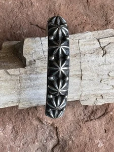 Handmade Native American Sterling Silver Cuff Bracelet - Picture 1 of 6