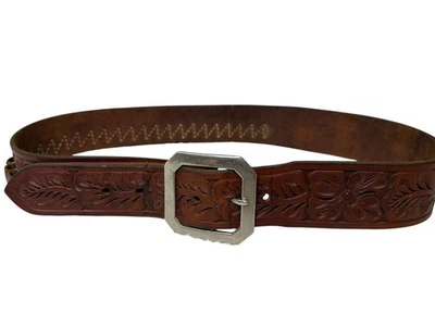 Hunter Co Cartucho de Cuero Munición Cinturón Tocado a Mano 3145 Tooled a Mano Floral Med Foto 1 de 4