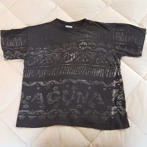 LAGUNA All-Over Tribal Print Design Men's Black T-Shirt L VTG 80s 90s USA READ - Picture 1 of 6
