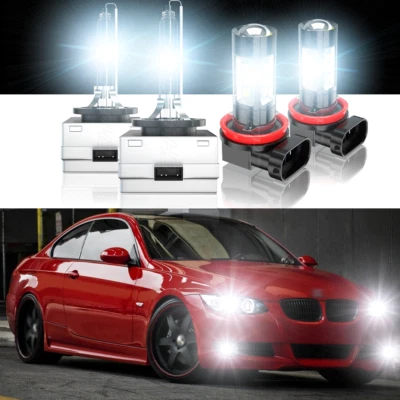 For BMW 335i 2007-2015 HID Headlight High/Low Beam + LED Fog Light Bulbs White - Image 1 of 4