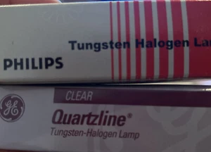 Lot Of 2 Q100CL MC 100W 120V GE QUARTZLINE TUNGSTEN-HALOGEN LAMP Frosted Clear - Picture 1 of 2