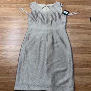 Ellen Tracy Pencil Sleeveless Dress Gold Sz 8 NWT - Picture 1 of 8