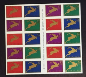 33 cent Holiday Greetings Reindeer stamps sheet of 20 USPS Christmas Scott 3363a - Picture 1 of 2