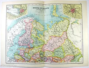 European Russia - Northern Part - Original 1909 Map by John Bartholomew. Antique - Picture 1 of 3