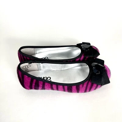 Bongo Niñas Rosa y Negro Estampado Tigre Ballet Pisos Talla 11 Con Joya Foto 1 de 4