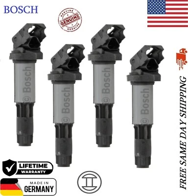 GENUINE BOSCH x4 Ignition Coils For 2001-2010 BMW I4 I6 V8 V12 #0 221 504 100 - Image 1 of 3