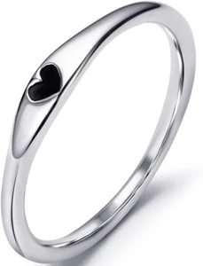 Stainless Steel Heart Shape Classical Wedding Band Stackable Ring - Picture 1 of 1