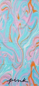 New VICTORIAS SECRET PINK PLUSH TERRYCLOTH LOGO BEACH TOWEL TIE DYE MARBLE - Picture 1 of 2