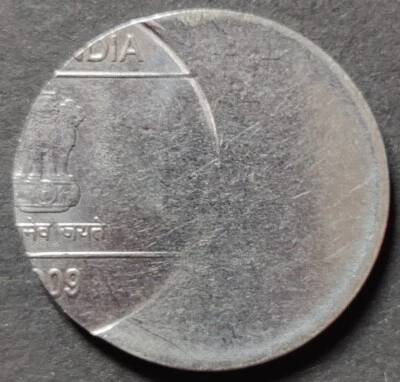 India Re 1, UNC Error Coin, 2009 with 'NICE OFF CENTER STRIKE', FSS (A9) - Image 1 of 2