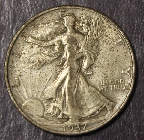 1937 Walking Liberty Half Dollar VF Ugly.......................Lot 142 Cover