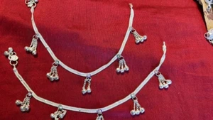 Ethnic silver women Indian payal bells jewelry anklet chain ankle bracelet Boho - Picture 1 of 11