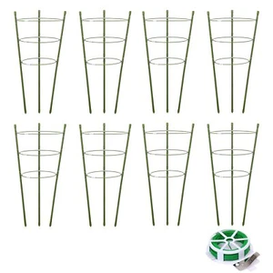 8 Pack Tomato Cage 18 Inch Plant Stakes for Peony Support Climbing Plants - Picture 1 of 7