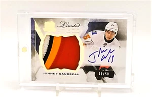 JOHNNY GAUDREAU 2015-16 THE CUP LIMITED LOGOS AUTO 💥 #1 OF 50 💥FLAMES COLOMBUS - Picture 1 of 5