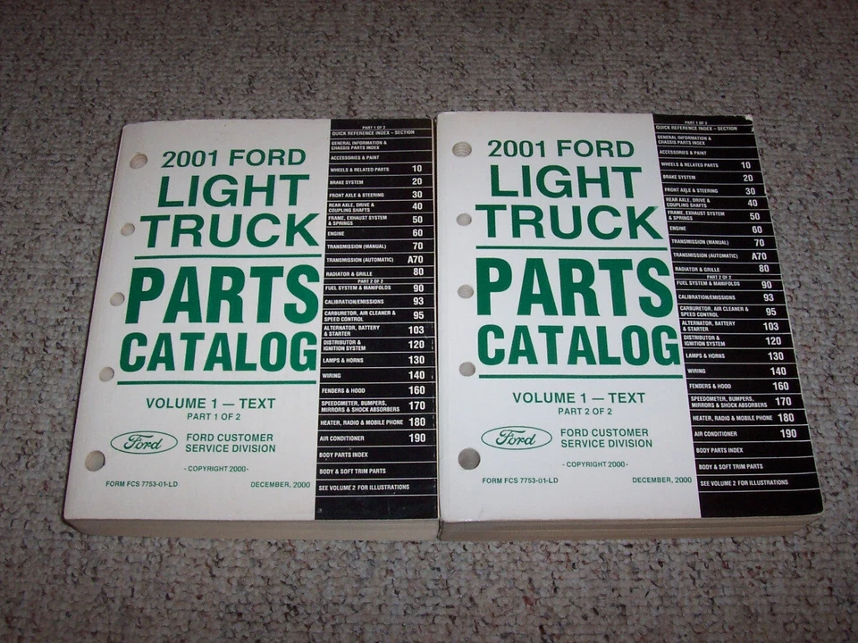 2001 年福特 F150 卡车零件目录手册 XL XLT Lariat SVT Lightning 工作文字 — 第 1/1 张图片