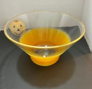 Vintage Blendo Frosted Orange Glass Chip/Salad/Punch Bowl MCM 10.5x6” - Picture 1 of 8