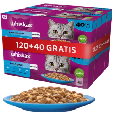 160x85 g WHISKAS MIX Geschmacks Lachs Thunfisch Kabeljau Weißfisch für Katzen - Bild 1 von 2
