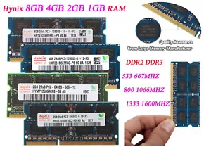 Lot Hynix 8G 4G 2G 1G PC3/2 DDR2/3 667 800 1066 1600 SODIMM Laptop Memory RAM " - Picture 1 of 28