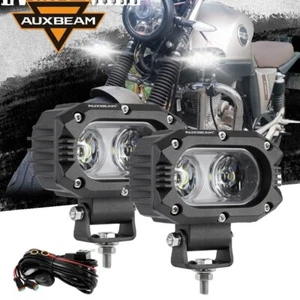 Auxbeam Motorcycle 4'' LED Flood light Headlight Fog Driving Light For Harley - Foto 1 di 9