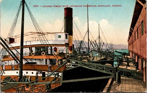 Vtg 1910s Loading Wheat with Automatic Conveyors Portland Oregon OR Postcard - Picture 1 of 2