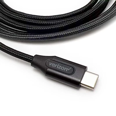 Verizon Logo 6FT Braided Black USB-C Charge Data Cable for Galaxy iPhone iPad - Image 1 of 4
