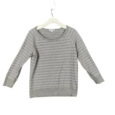 Suéter Pullover Estándar James Perse Rayas Manga Larga Gris Mujer Talla 3 EE. UU. L Foto 1 de 4