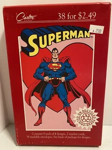 Vintage 1993 Superman Box of 38 Valentines Day Cards Carlton Cards New Sealed - Picture 1 of 11