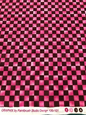 Paintbrush Studio - Graphix Range - Pink + Brown Check - 100% Cotton - Image 1 of 3