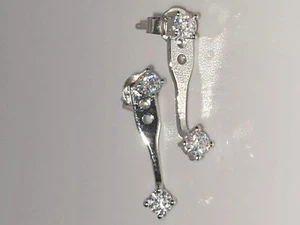 925 STERLING SILVER 18K WHITE GOLD PLATED MOISSANITE DVVS1 EARRINGS - Picture 1 of 9