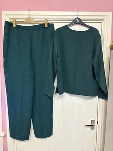 bnwt COLDWATER CREEK Relaxed Trouser & Long Sleeve Top 2 Piece, Green, UK Size L - Picture 1 of 15
