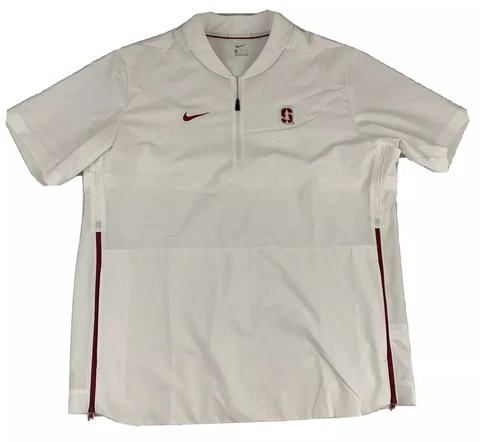 Nike Mens XL NWOT Stanford Cardinal White Pullover Short Sleeve 1/4 Zip Cover