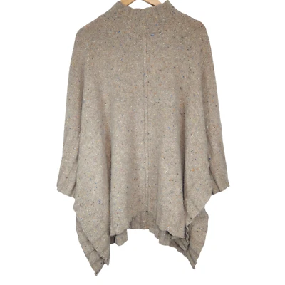 Eskandar Lambswool Poncho Beige Brown Lagenlook Minimalist Designer Wool Knit OS - Image 1 of 4