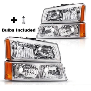 Headlight w/Bulbs For 2003 2004 2005 2006 Silverado/Avalanche 1500/2500/3500 KAC - Picture 1 of 12
