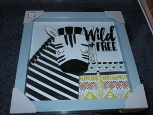 LINDEN AVE. ZEBRA WILD & FREE 3-D WALL ART, FRAMED, NEW. CAROLINE ALFREDS 2017 - Picture 1 of 8
