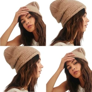 Free People Damen Kopfbedeckung Dreamland Strick Beanie Mützen rund braun Einheitsgröße - Bild 1 von 4
