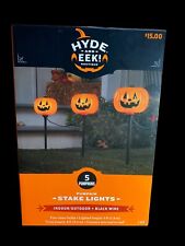 Halloween Pumpkin Lawn Stakes Light Up Set of 5 Jack O Lantern Outdoor Spooky