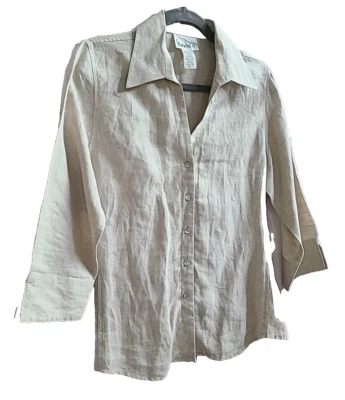 Top David N Abotonable 100% Lino Beige Tostado Hanky Lino Talla M Foto 1 de 4