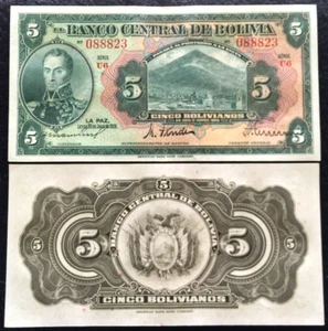 Bolivia 5 Bolivianos 1928 P-120 Banknote World Paper Money XF - Picture 1 of 1