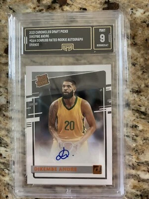 2021 Chronicles DP Donruss Rated Rookie Orange Dikembe Andre Auto GMA 9 Signed - Image 1 of 2