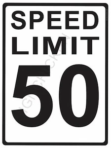 LÍMITE DE VELOCIDAD 50 MPH, millas por hora, señales de tráfico y calles, fresco, señales, calzada - Imagen 1 de 1