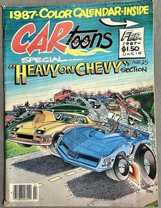 VINTAGE FEB 1987 CARtoons CAR TOONS MAGAZINE NO LABEL HEAVY ON CHEVY CALENDAR - Imagen 1 de 2