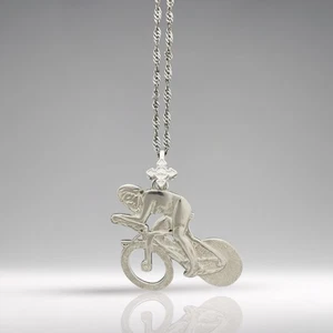 Cycling Pendant – 925 Silver Sports Necklace for Road Racers and Cyclists - Picture 1 of 13