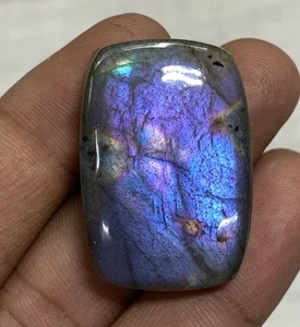 Cuscino a forma di pietra preziosa labradorite qualità AAA viola appariscente Fair Cabs 22x33 mm - Foto 1 di 24