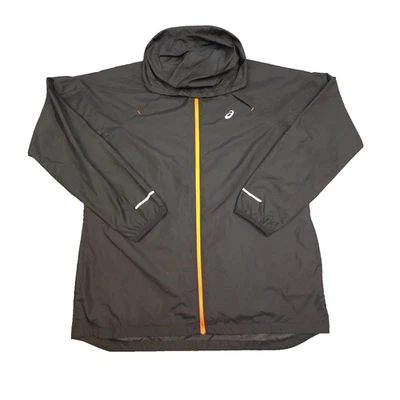 ASICS Chaqueta Hombre GRANDE Negra Cortavientos Manga Larga Cremallera Completa Con Capucha Talla L Foto 1 de 4