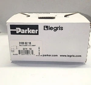 Pack of 10 Legris 3109 62 18 Fittings 1/2" TUBE X 3/8" NPTM 90 deg Elbow - Picture 1 of 2