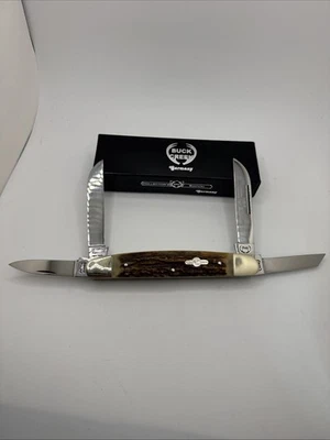 CUCHILLO DE CONGRESO BUCK CREEK BC-CE 214DS GRANDE CIERVO DOBLADO 2007- Hecho a mano Alemania Foto 1 de 4
