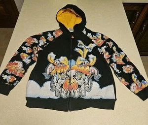 AND1 Brand Basketball Graffiti Kids Size Medium All Over Zip Up Pockets Hooded  - Picture 1 of 6