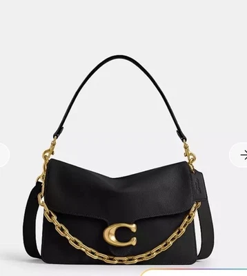 Bolso de hombro Coach negro cadena grande atigrado 30, nuevo con etiquetas $595 venta al por menor negro/dorado Foto 1 de 4