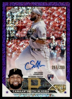 2023 Topps Chrome Rookie Autographs Purple Speckle Canaan Smith-Njigba Auto - Image 1 of 2